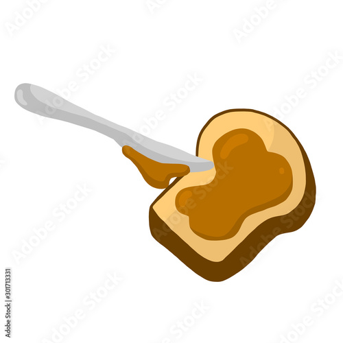 Hand drawing Styles toasted bread with peanut butter. Doodle illustration.