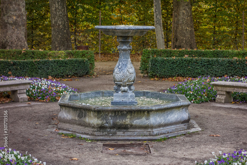 Fountain in the park on an autumn morning.
