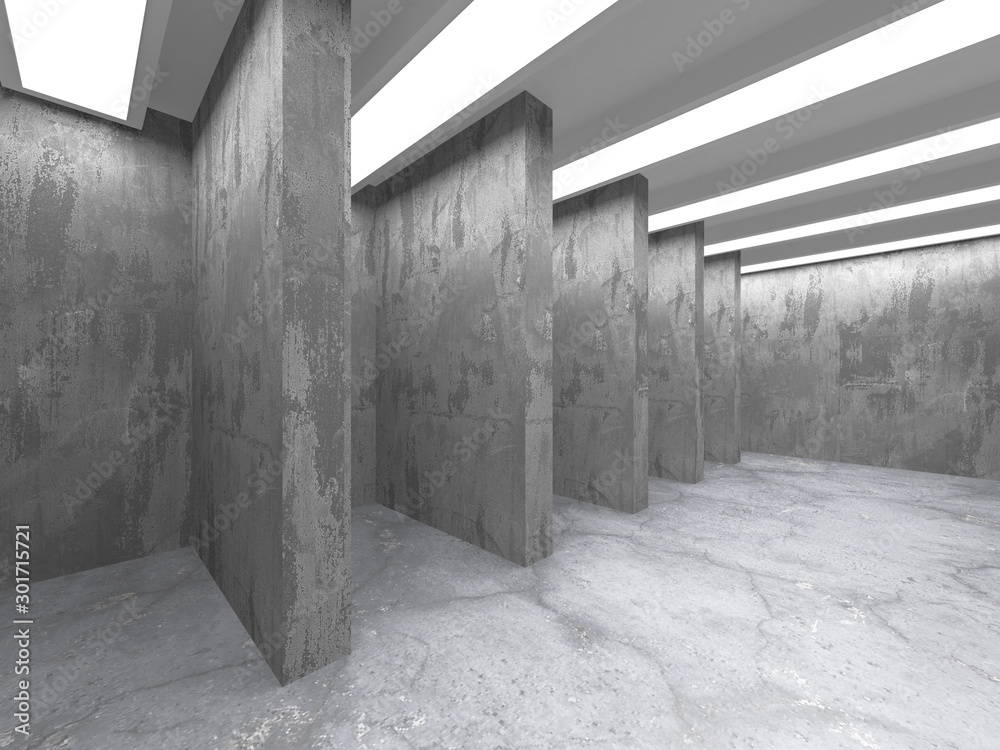 Dark concrete empty room. Modern architecture design Dark concrete empty room. Modern architecture design