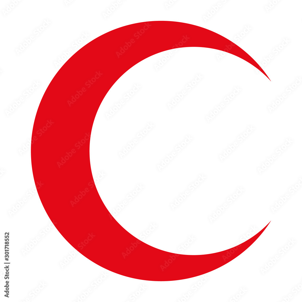 Crescent icon, flag flat symbol isolated on white background. Moon ...