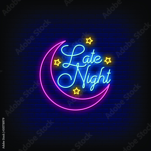 Late Night Neon Signs Style Text Vector
