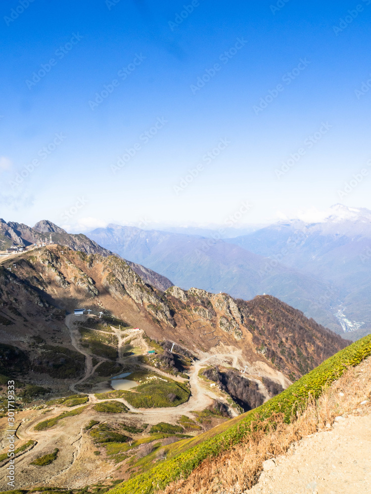 Fototapeta premium Panoramic view of mountain scenery