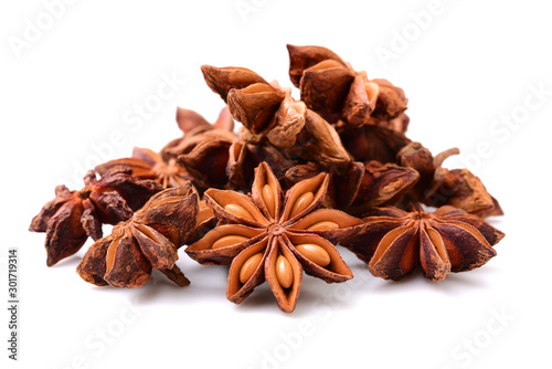 star anise on white background