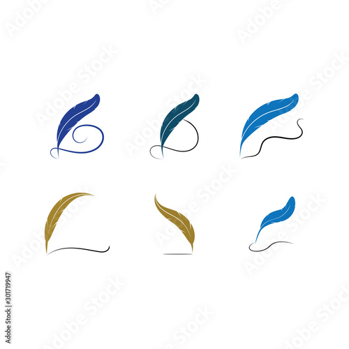 Feather pen write sign logo template app icons