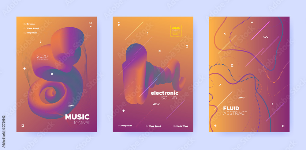 Abstract Flow Shapes. Night Party Template. 