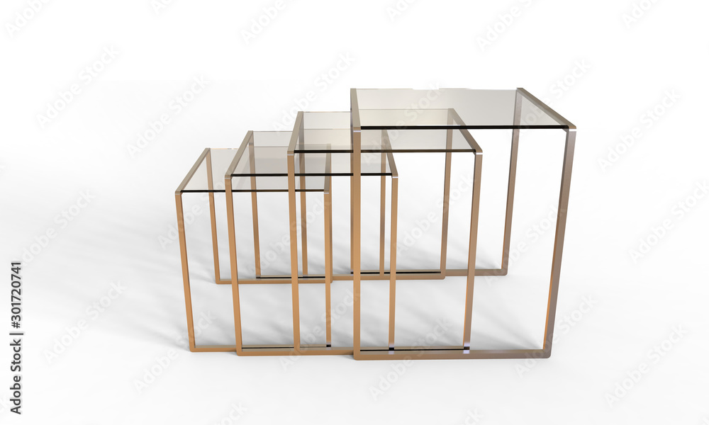 3d illustration of nesting tables on white 3d illustration of nesting tables on white