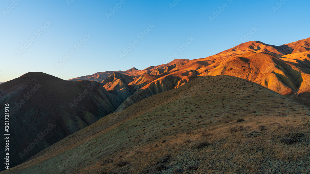 Fototapeta premium Amazing embossed mountain landscape at sunset