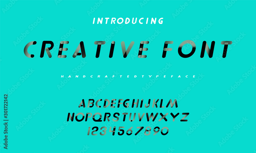 Rounded font. Vector alphabet with gradient effect letters. Rounded font. Vector alphabet with gradient effect letters.
