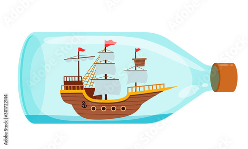 cute ship in the bottle replica decoration