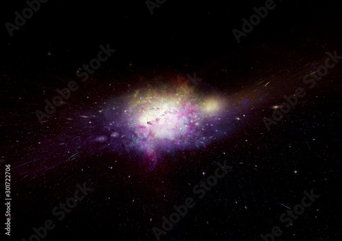 Stars, dust and gas nebula in a far galaxy