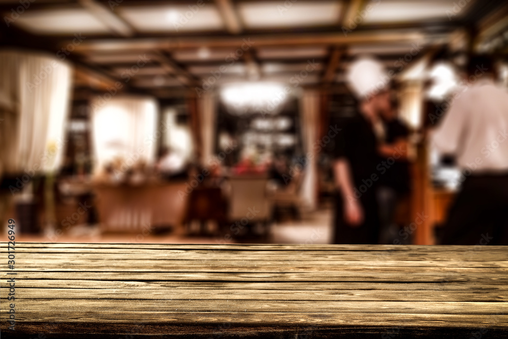 Table background of free space and blurred home interior Table background of free space and blurred home interior