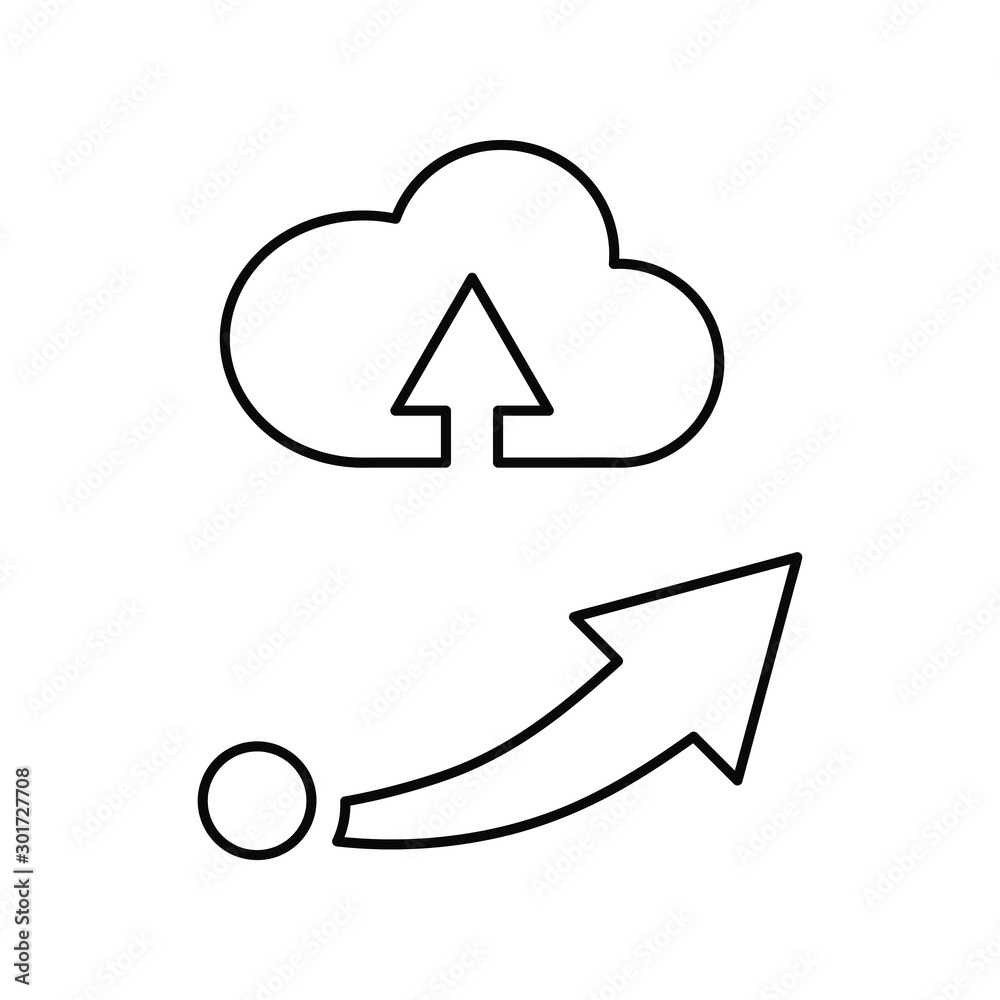 Set of simple icons with cloud with arrow Set of simple icons with cloud with arrow