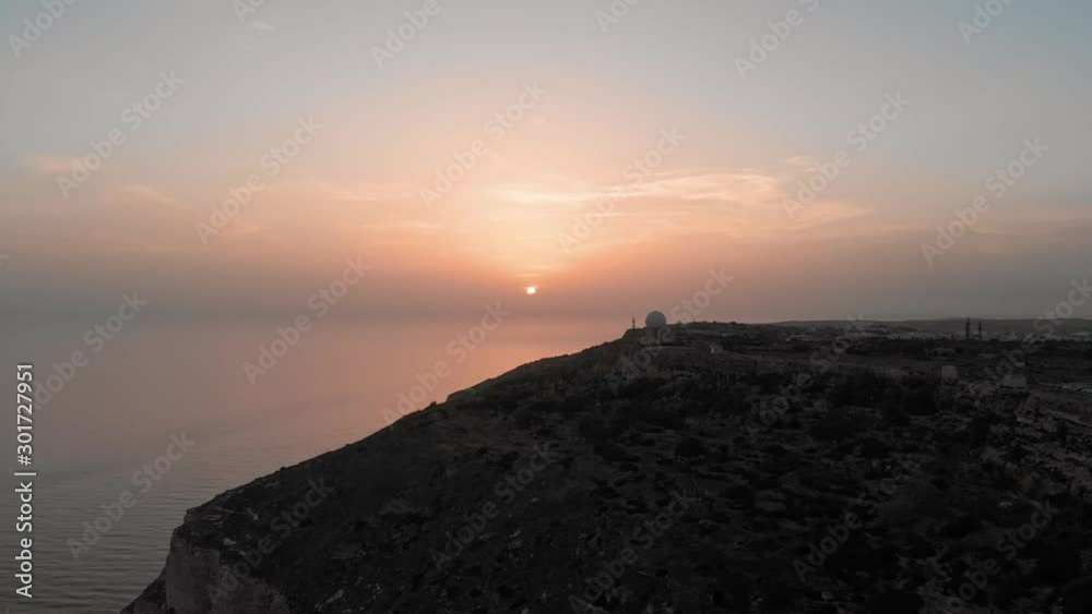 Aerial drone video from Malta, Dingly Cliff, radar station and surroundings at sunset. MMXIX.VI.XVII Aerial drone video from Malta, Dingly Cliff, radar station and surroundings at sunset. MMXIX.VI.XVII