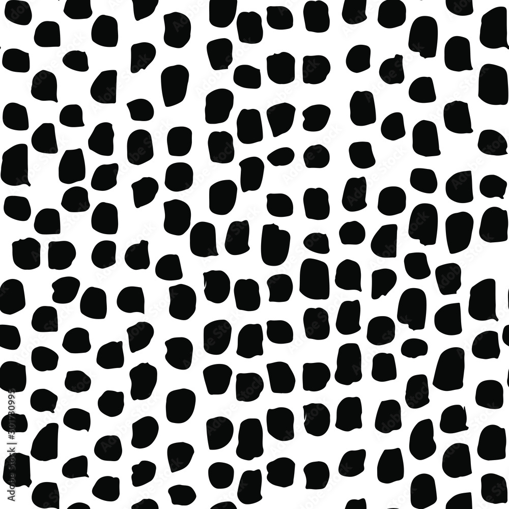 Seamless pattern with irregular black spots. Sketchy hand drawn graphic for design of fabric print, paper card, table cloth, fashion. Seamless pattern with irregular black spots. Sketchy hand drawn graphic for design of fabric print, paper card, table cloth, fashion.