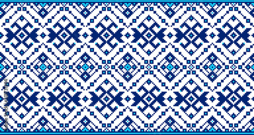 Vector illustration of Ukrainian folk seamless pattern ornament. Ethnic ornament. Border element. Traditional Ukrainian, Belarusian folk art knitted embroidery pattern - Vyshyvanka