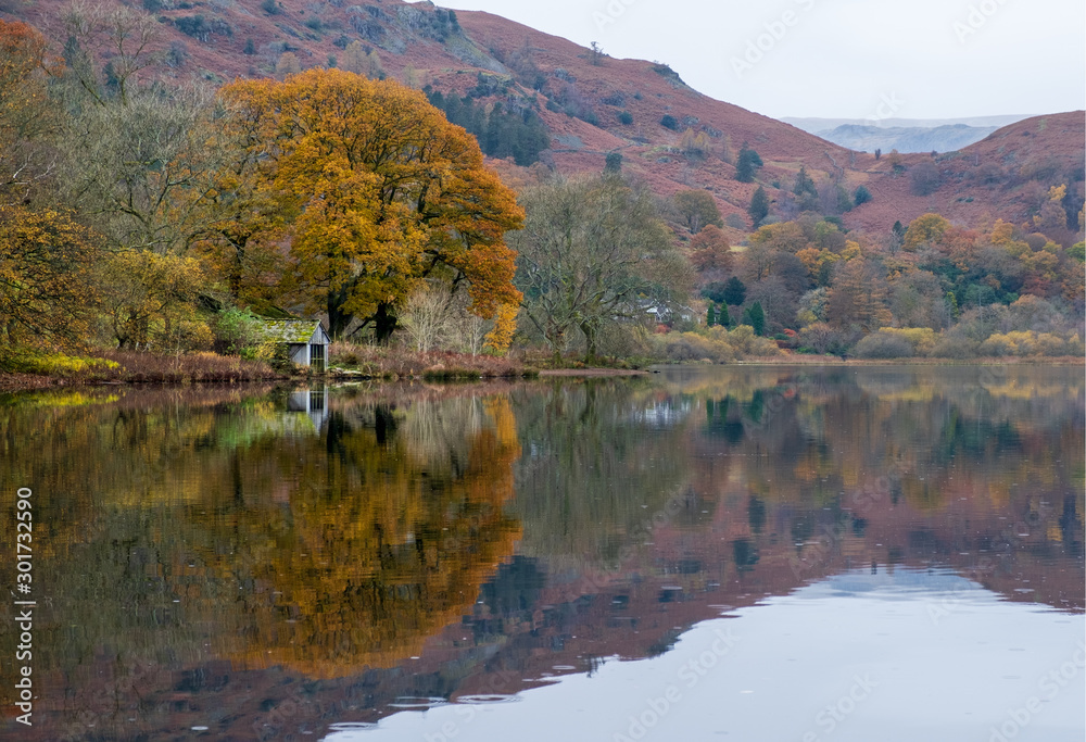 Autumn view on Grasmere Lake, English Lake District