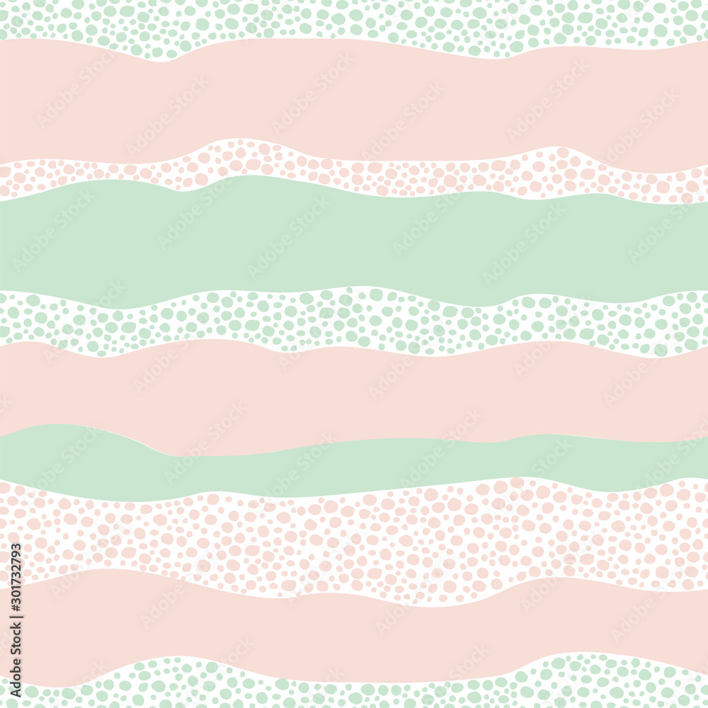 Abstract seamless pattern with waves and bubbles in hand drawn style. Background for textiles, Wallpaper, fabric, wrapping paper. Vector stock illustration Abstract seamless pattern with waves and bubbles in hand drawn style. Background for textiles, Wallpaper, fabric, wrapping paper. Vector stock illustration