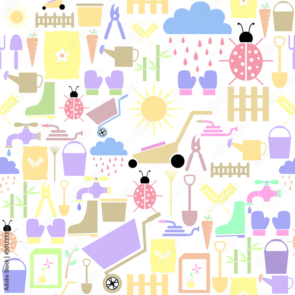 gardening seamless pattern background icon.