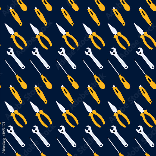 Master tools for repair seamless. Engineering tools vector pattern. 