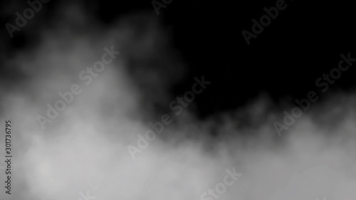 Atmospheric smoke or dry ice. Haze on black background. White smoke mist or fog surface.