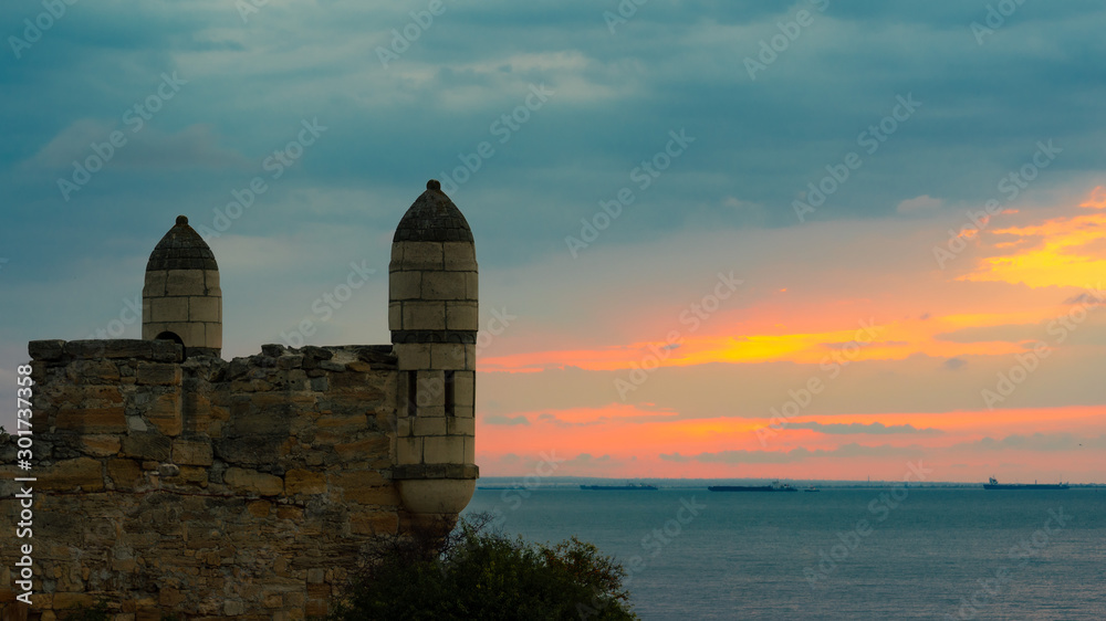 Εκτύπωση καμβά Yeni-Kale fortress during sunrise in Kerch, Crimea, Travel during Summer