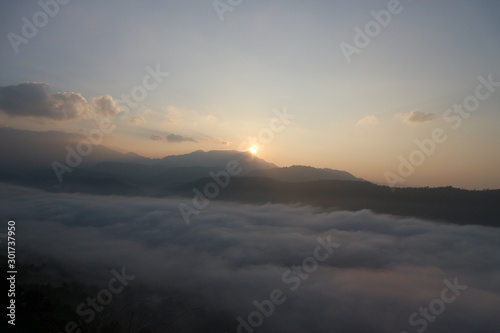 moutian travel white green forest landscape