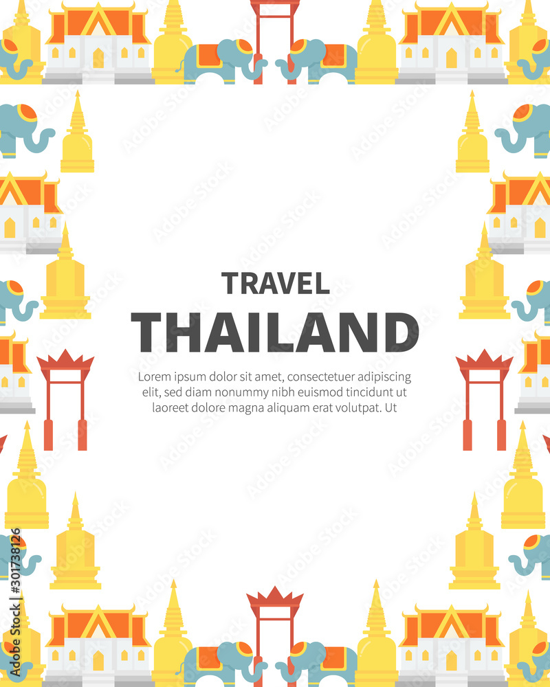 Thailand travel destination concept. Vector landmark of Thailand background. Vector illustration. 