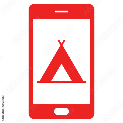 Zelt und Smartphone