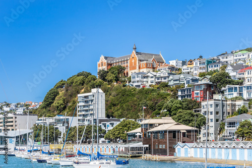 Blick vom Hafen von Wellington auf Mount Victoria auf der Nordinsel von Neuseeland photo