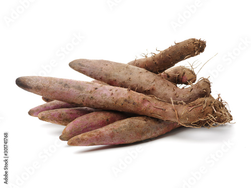 Fresh Dioscorea alata root isolated on white background