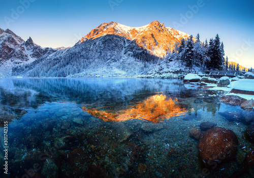 Morskie oko mountain lake in Tatras, Poland