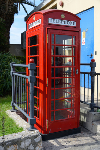 Red british telephone booth in Gibraltar  Europe