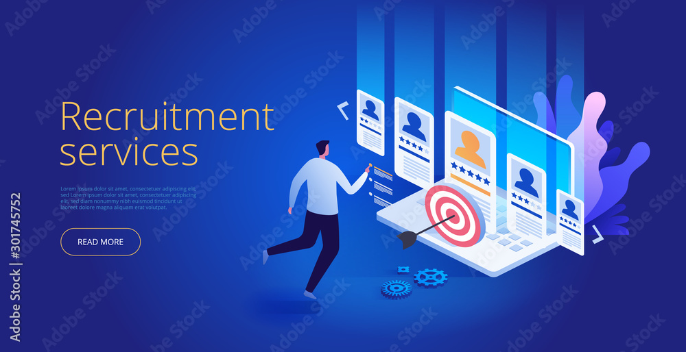 Isometric Recruiting concept Business HR agency Isometric Recruiting concept Business HR agency