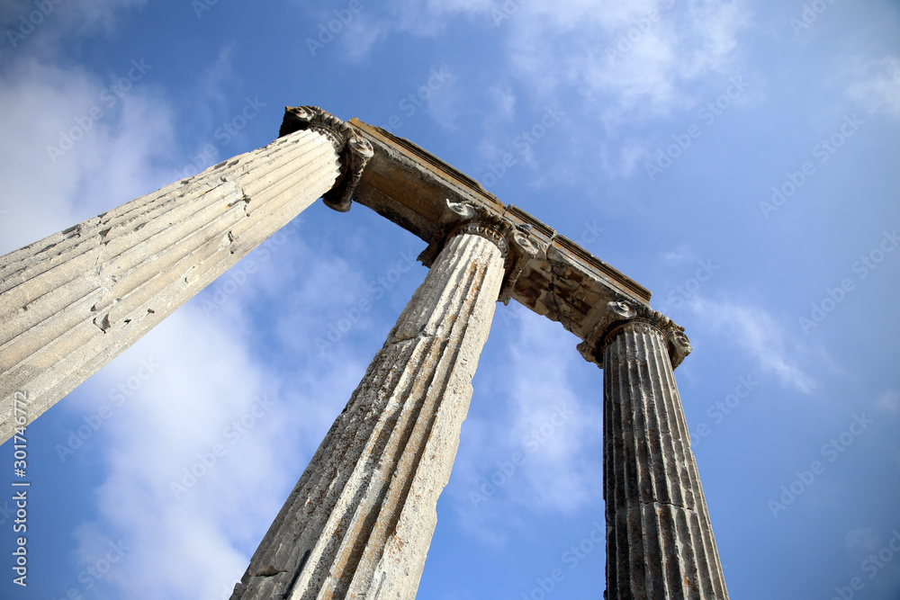 ancient columns in aizanoi ancient city