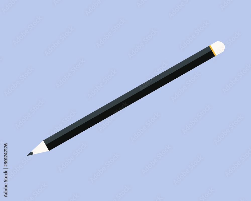 Naklejka premium Black wooden pencil. illustration