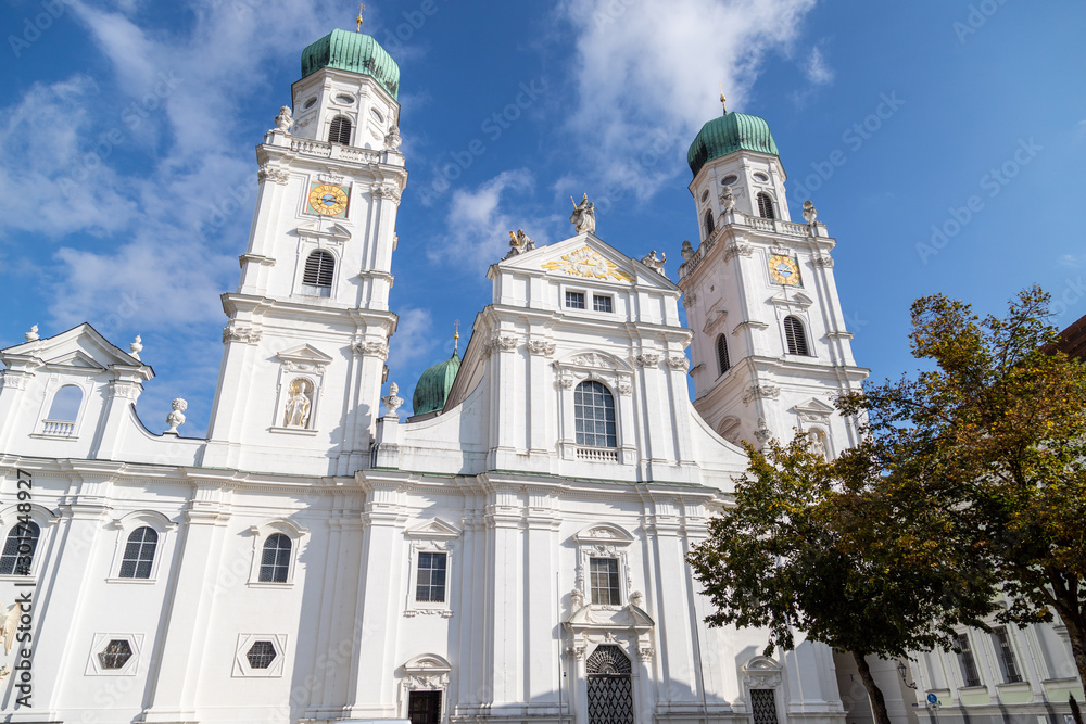 View at St. Stephen's Cathedral (Dom St. Stephan) in Passau, Bavaria, Germany