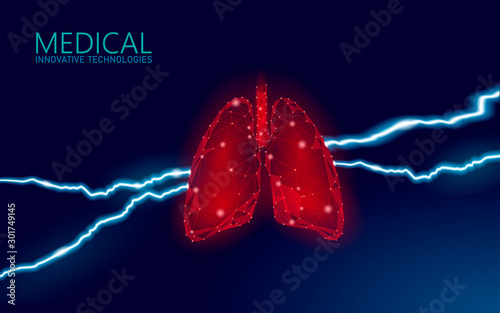 3D human lungs disease prevention medicine concept. Respiratory virus infection cancep danger. Painful ill medical therapy tuberculosis hospital poster template vector illustration