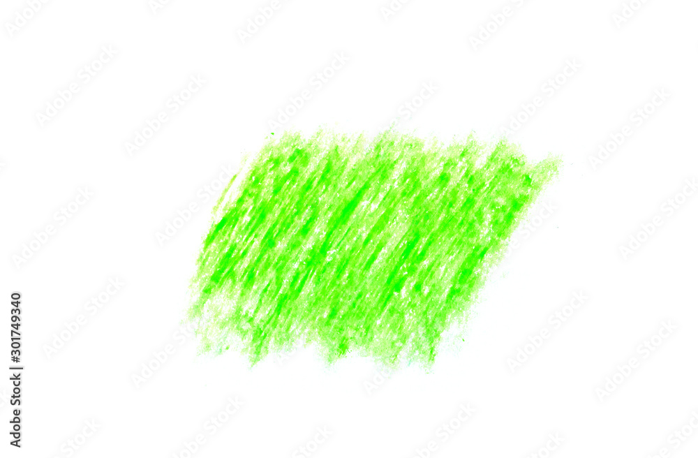 Green crayon color isolated on white background