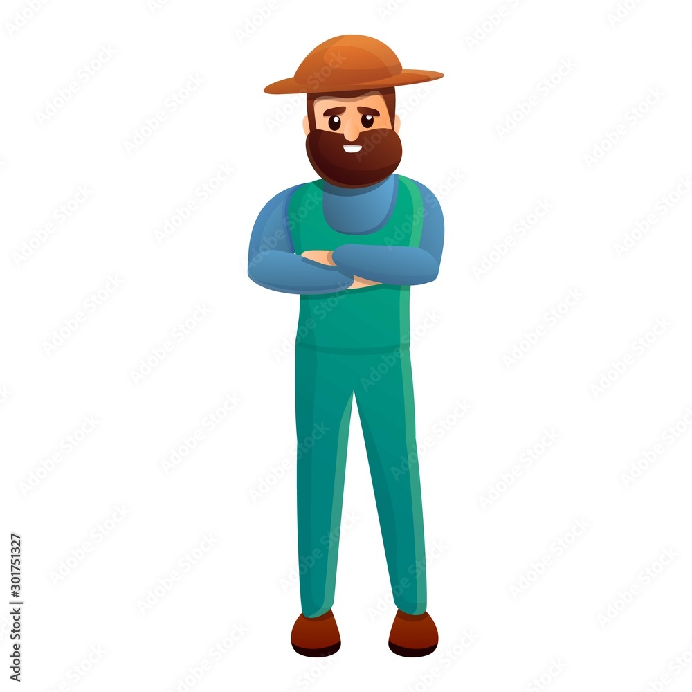 Bearded farmer icon. Cartoon of bearded farmer vector icon for web design isolated on white background