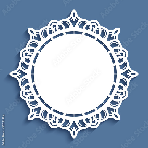 Round lace doily with cutout border pattern