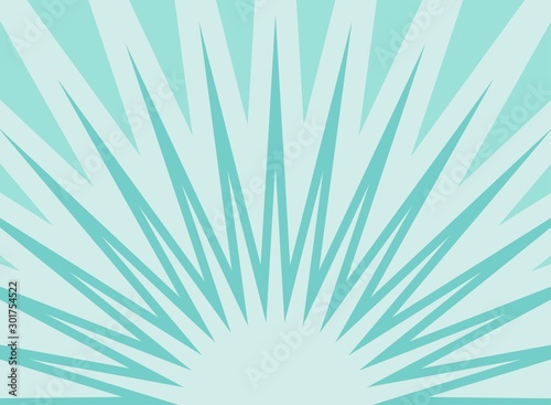 Sunlight background. Pale blue color burst background with white highlight.