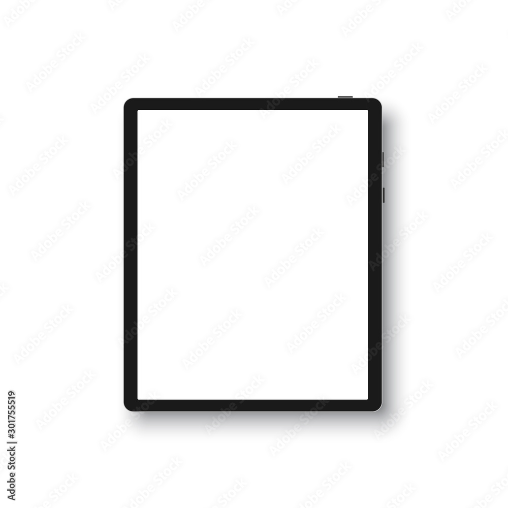tablet in style black color with blank touch screen isolated on white background. stock vector illustration eps10