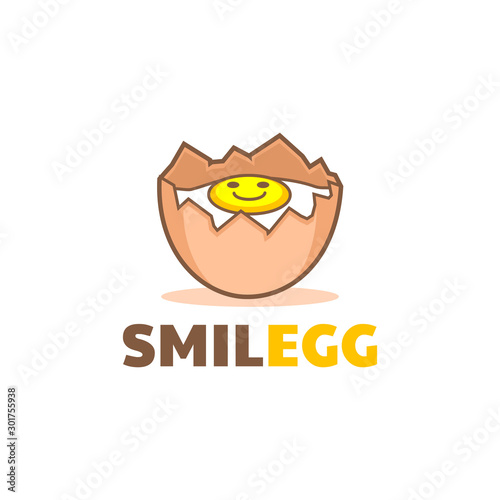 unique cracked broken Egg smile emoticon logo desgins photo