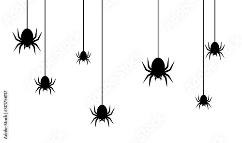 Obraz na płótnie Spiders for decoration and covering on the transparent background. Creepy background for Halloween. w salonie