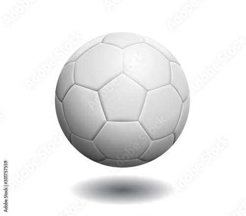 White Soccer Ball Isolated On White Background. Vector Illustration.