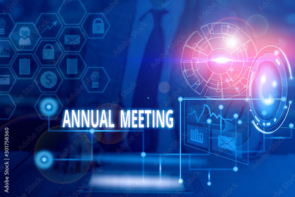 Handwriting text writing Annual Meeting. Conceptual photo yearly meeting of the general membership of an organization Picture photo system network scheme modern technology smart device Handwriting text writing Annual Meeting. Conceptual photo yearly meeting of the general membership of an organization Picture photo system network scheme modern technology smart device