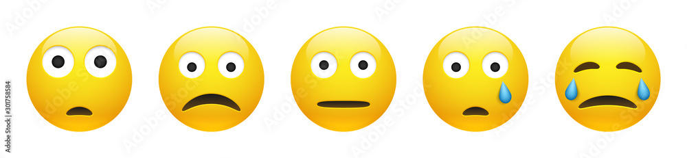 Set of sad, astonished, neutral and crying face Set of sad, astonished, neutral and crying face