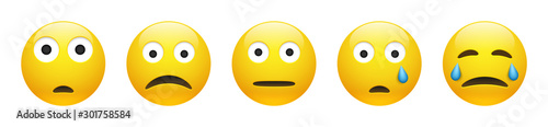 Set of sad, astonished, neutral and crying face