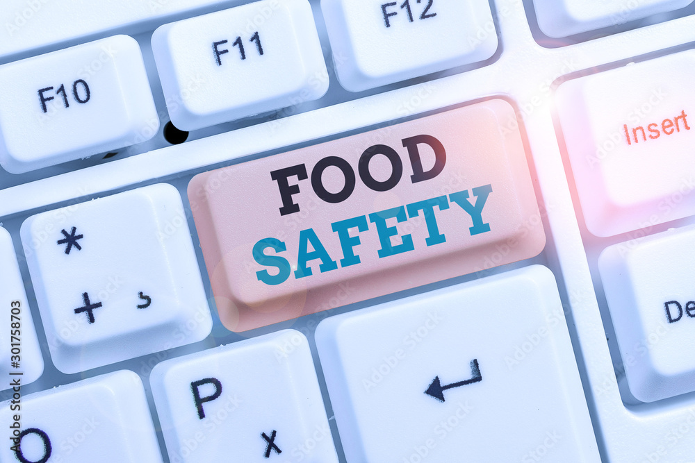 Text sign showing Food Safety. Business photo showcasing conditions and practices that preserve the quality of food Text sign showing Food Safety. Business photo showcasing conditions and practices that preserve the quality of food