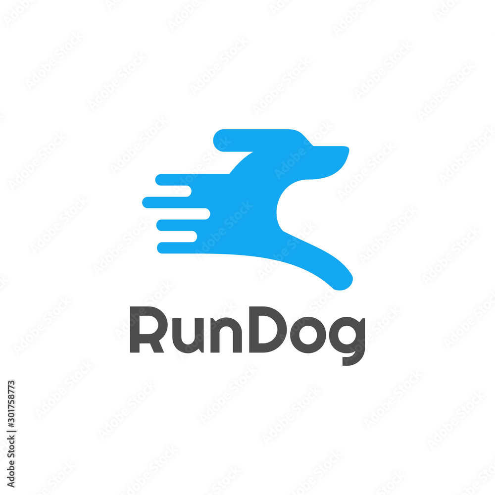 simple fun running dog logo / run dog / pet run